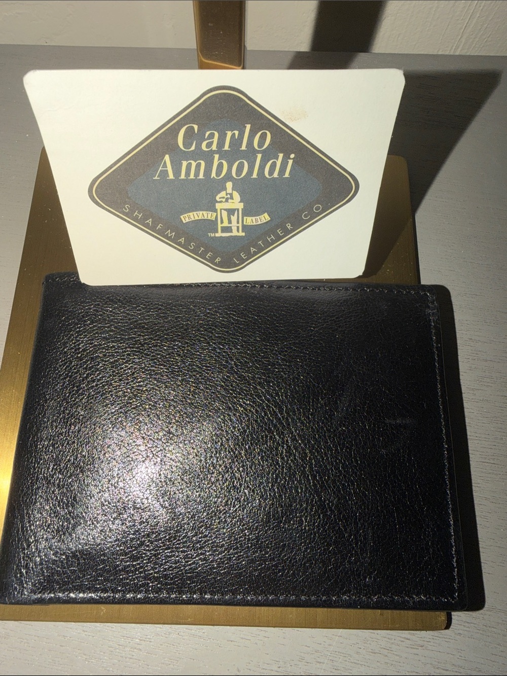 Carlo Amboldi Black Leather Bi-Fold Wallet